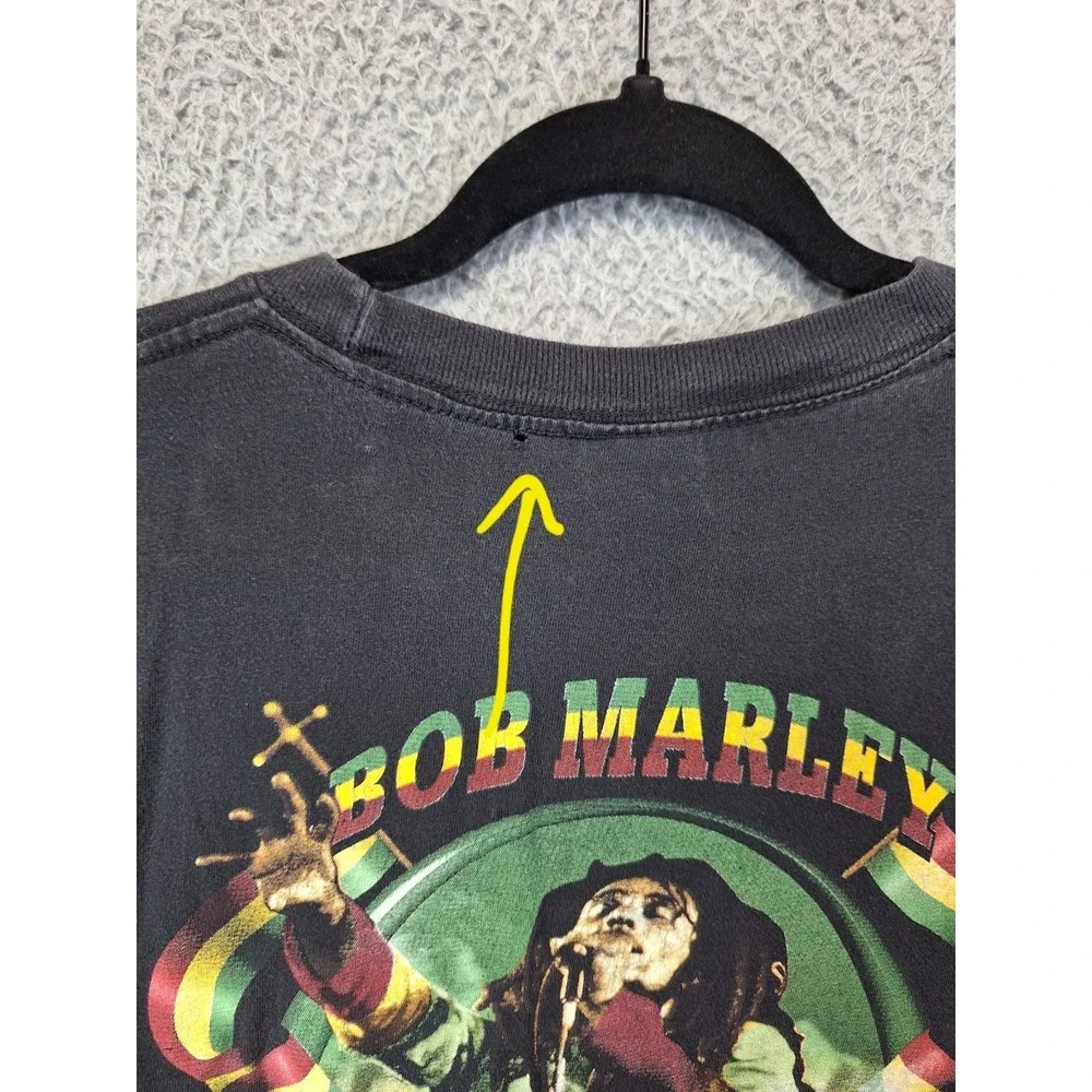 Bob Marley US T's Smoking Rasta Weed Smoke T Shirt Mens Large Black Short Sleeve